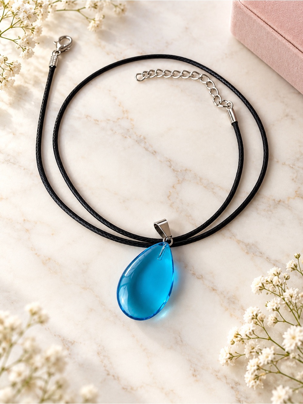 Blue Teardrop Pendant Necklace by